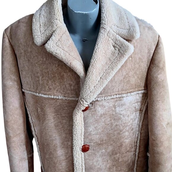 44 XL Vintage Shearling Sheepskin Coat Sawyer Napa Mens Rancher Western USA 80's - Picture 1 of 13